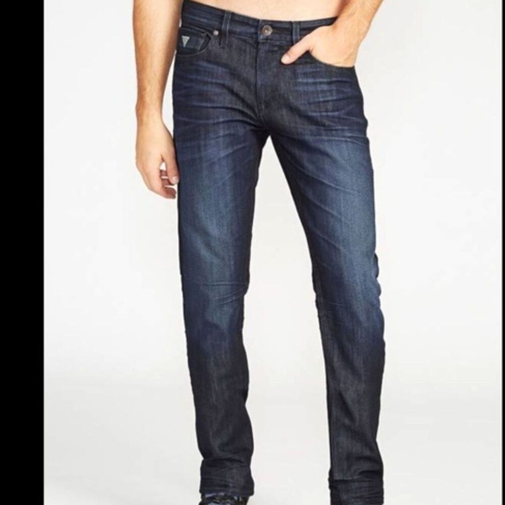 Guess Vermont Slim Jeans Men's 38x32 Mid Wash Blue 2024 Stretch Modern Classic